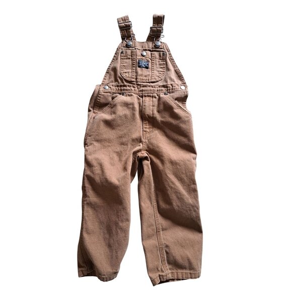 Lakin McKey Kids Brown Overalls 4T 100% Cotton Adjustable Straps Canvas Boys - Picture 1 of 8